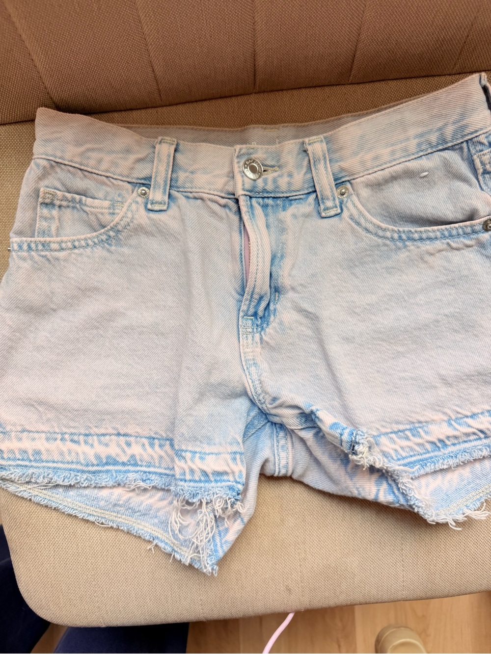 GAP Kids Girls Light Blue with Pink Wash Distressed Denim Cutoff Shorts size 12